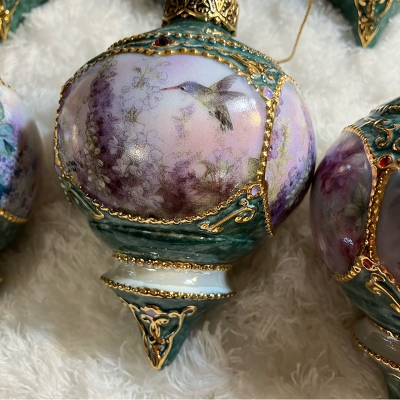 Bradford Hummingbird Flower Garden Christmas Ornaments Porcelain Jeweled - Picture 5 of 6